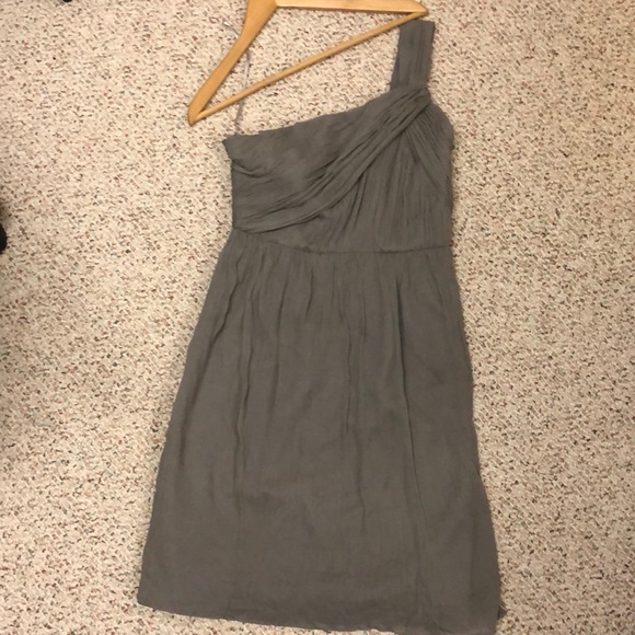 J Crew Kylie grey one shoulder bridesmaid dress - Picture 3 of 10